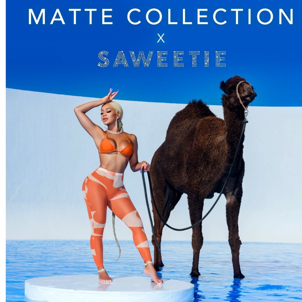 Matte Saweetie Collection 3 Piece Swimsuit Beach Bikini Set - Size Small